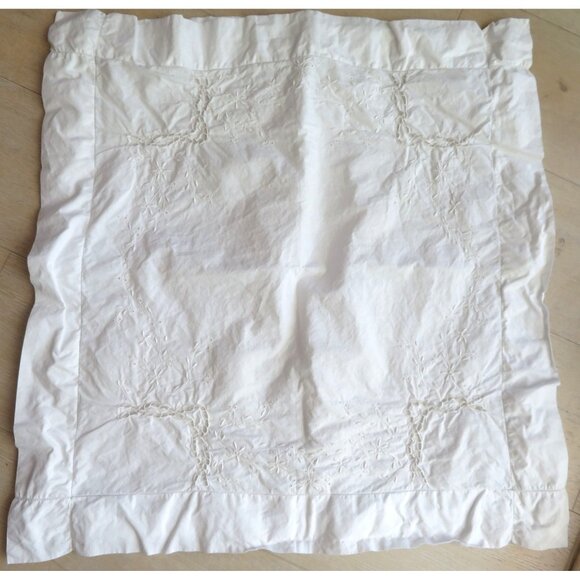 Pair of 2 Battenburg Lace Embroidered Standard Pillowcase Slip Cover Floral VTG - Picture 2 of 9